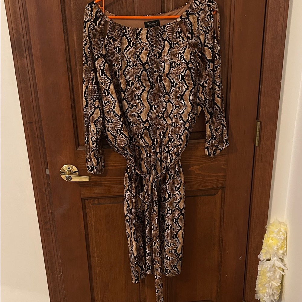 Thalia Sodi Brown Snakeskin Long Sleeve Dress